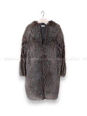 Brunello Cucinelli Fox Cashmere Fur Coat Women Jacket Size M